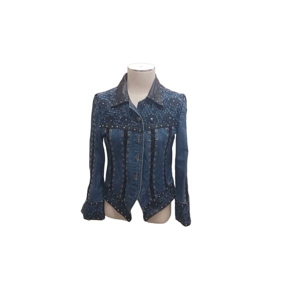 Vintage 80's signature Gordon and James denim and leather heavily embellished ro